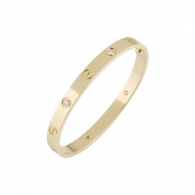 Cartier Yellow Gold Half Diamond Love Bracelet Size 16 B6035916 Cartier Yellow Gold Half Diamond Love Bracelet Size 16 B6035916